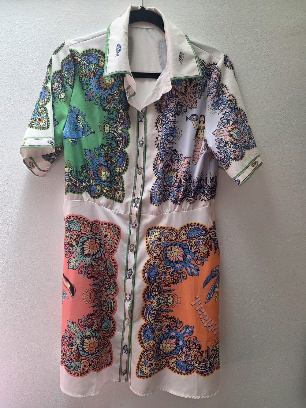 Tropical Short Sleeve Mini Dress